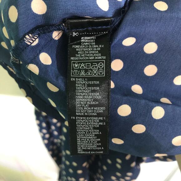 Forever 21 Navy Blue & Cream Polka Dot Stripe Sleeveless Girl's Dress - Medium - Picture 8 of 8